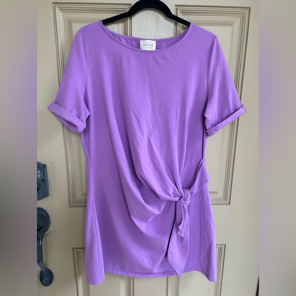 Sézane Bateau Neckline Mini Dress purple size XXL - Picture 4 of 11